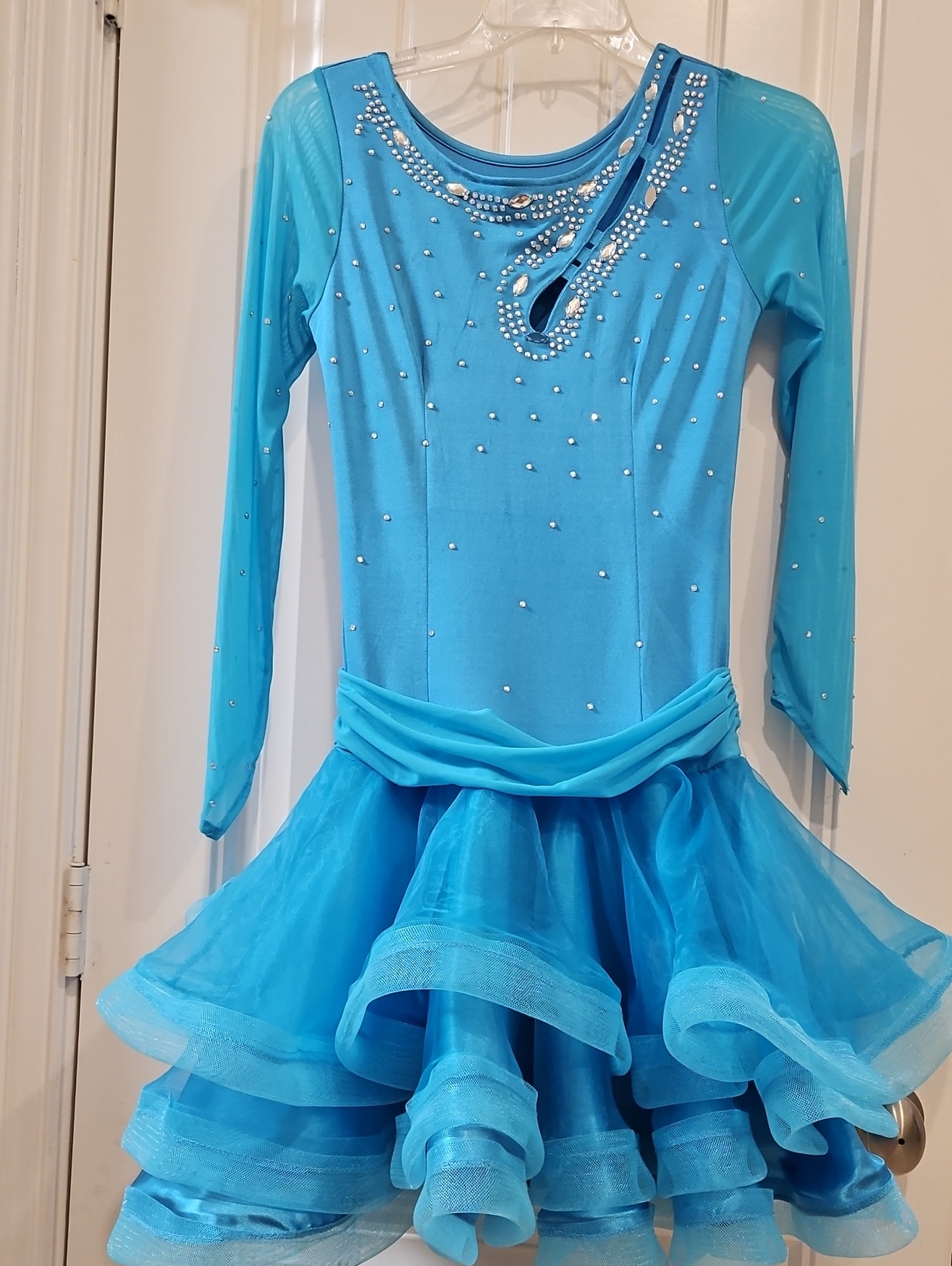 Blue Girls' Sparkle Skater, Ballroom Dance Dress